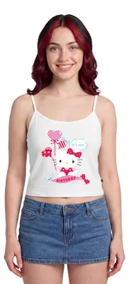 Produktbild von Spreadshirt Hello Kitty Geburtstag Mit Ballons Bio Spaghetti Top Damen, XL, Weiß