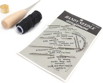 Image de Set d'aiguilles en cuir Kit de dé à coudre en fil ciré pour la couture, le bricolage et les réparations