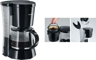Produktbild von Severin GK5492, Karaffe, Severin KA 4479, Schwarz, Transparent, Glas, 1,4 l, 1 Stück(e)