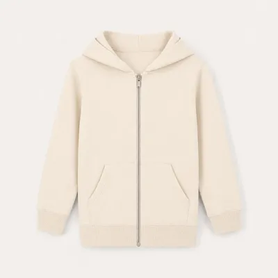 Sitztgut Kinder Zip-Hoodie in Beige, Größe 122–128 (7–8 Jahre)