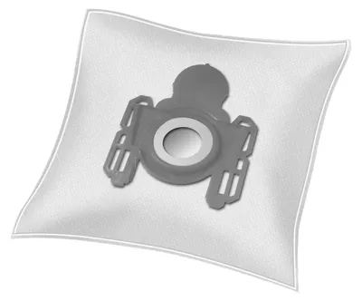 A vacuum cleaner dust bag with its plastic connector.