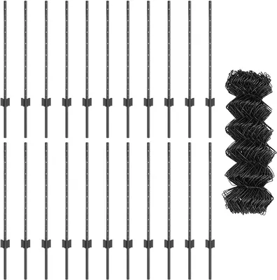 Produktbild von Möbel Kettengliedzaun mit 22 U Pfosten Grau 0.8x25 m Stahl - Zaunzubehör 3336275