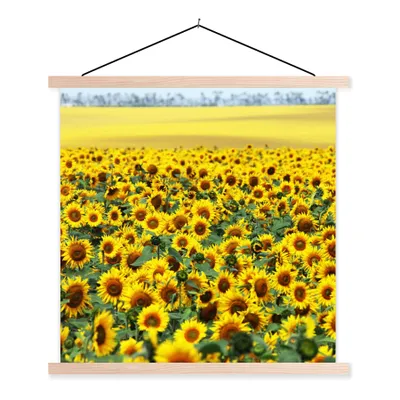 Produktbild von MuchoWow® Textilposter Sonnenblume - Blumen - Natur 40x40 cm mit holzfarbenen Rahmen - Posterleiste