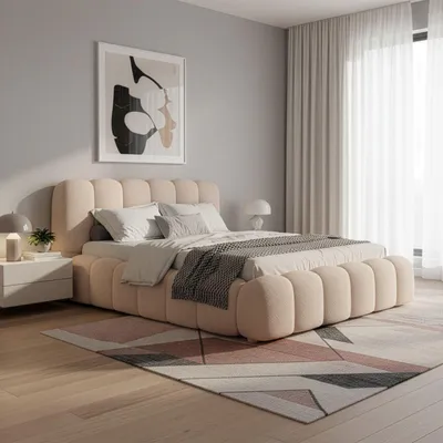Produktbild von Juskys Polsterbett Catania - Bubble Design - 140 x 200 cm - Beige