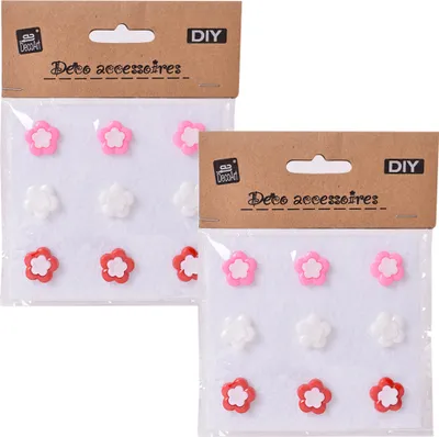 Produktbild von 18 Stück DIY Zierknöpfe Ösenknöpfe Blume Blüte 14 mm bunte Knöpfe zum selber Basteln und Verzieren