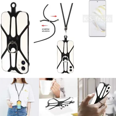 Produktbild von K-S-Trade 3in1 Handykette Handyband Handykordel Halsband Smartphone-Ring Handy-Ring kompatibel mit Huawei nova 10 Fingerhalterung Handyring