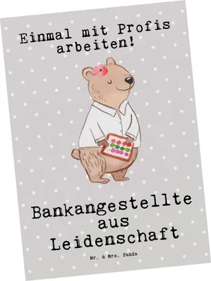 Produktbild von Mr. & Mrs. Panda Postkarte Bankangestellte Leidenschaft - Grau Pastell - Geschenk, Spruch, Ansichtskarte, Ansichtskarten, Grußkarte, Beruf, bildkarte, Postkarten, Lustig