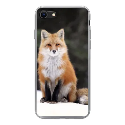 Produktbild von MuchoWow® Handyhülle Schutzhülle Hülle für iPhone SE 2022 Fuchs - Schnee - Rot Silikon Softcase Handy Hülle - Schutzhülle