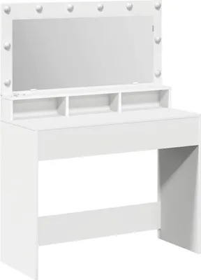Image de vidaXL Coiffeuse avec étagère Blanc 100 x 41 x 135 cm Bois composite