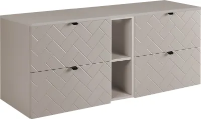 Zdjęcie produktu dla Szafka łazienkowa, kaszmir z czarnym uchwytem / z górną półką, 140 x 57 x 46 cm