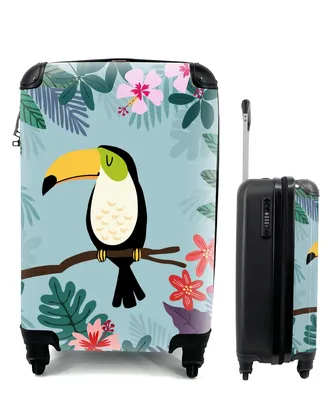 Produktbild von MuchoWow® Koffer Handgepäck Trolley Rollkoffer Kleine Reisekoffer mit 4 Rollen - Tukan - Pflanzen - Kinder - Tiere - Kinder - Cabin Size < 55x40x23 cm & 55x40x20 cm - Kinderkoffer - Kabinenkoffer - Boardgepäck - Reise-Box - Reisekoffer - Reisegepäck - Koffer mit Bild - Trolley für Kinder