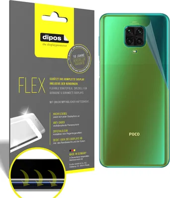 Produktbild von 2x Schutzfolie für Poco M2 Pro Rückseite Folie, 100% Displayabdeckung, dipos Flex