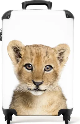 Produktbild von NoBoringSuitcases.com® Koffer Handgepäck Trolley Rollkoffer Kleine Reisekoffer mit 4 Rollen - Löwe - Tiere - Natur - Weiß - Cabin Size < 55x40x23 cm & 55x40x20 cm - Fotokoffer - Kabinenkoffer - BoardgepäckHandgepäck Koffer 55x35x20 cm, 36L,