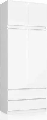 Produktbild von BDW, Monia Kleiderschrank, mit 2 Schubladen, Weiß, 50Tx90Bx235H cm (4 Schubladen)