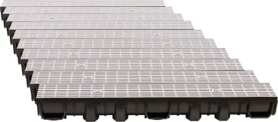 Produktbild von ScarMaxx 10m Entwässerungsrinne Bodenrinne A15 60 mm Längsstabrost Grau - 13x1000x11,5cm