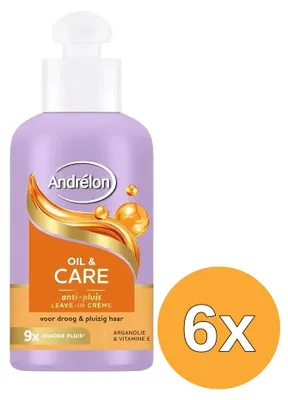 Productafbeelding van 6x Andrelon Haarcreme – Oil & Care Leave-in 200 ml