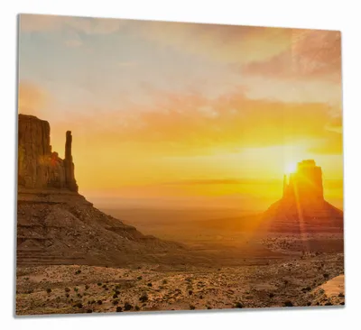 Produktbild von Wallario Herdabdeckplatte aus Glas, Größe 60 x 52 cm 1-teilig, Motiv Monument bei Sonnenuntergang