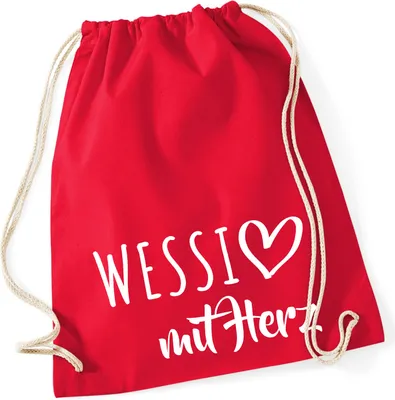 Produktbild von Huuraa Turnbeutel Wessi mit Herz 12 Liter Classic Red Baumwolle Rucksack Geschenkidee