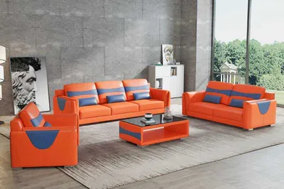 Produktbild von Sofagarnitur Luxus Sofas 321 Orange Blau JVmoebel