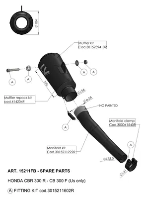 Image de Silencieux arrière LeoVince, noir, côté droit, diamètre 54 mm, longueur 160 mm, pour modèle LV-10 FULL BLACK