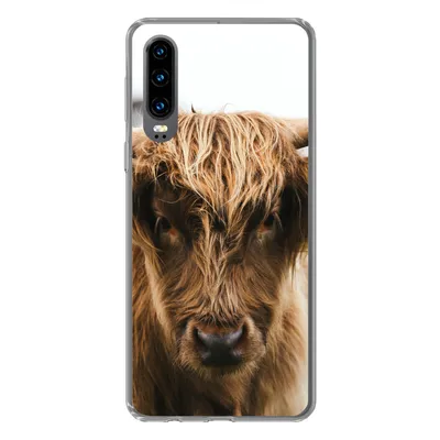 Produktbild von MuchoWow® Handyhülle Schutzhülle Hülle für Huawei P30 Schottischer Highlander - Kuh - Gras - Tiere - Natur Silikon Softcase Handy Hülle - Kartenbesitzer