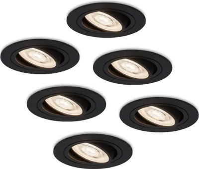 Image de HOFTRONIC - Spot LED encastrable plat 6W 570lm 4000K Inclinable Noir IP20