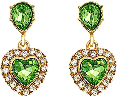 Produktbild von 1 Paar baumelnde Ohrringe, Strass, geometrisch, galvanisch, leicht,  Herz-Tropfen-Ohrringe, Schmuck-Zubehör