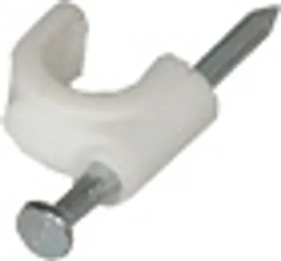 Produktbild von Transmedia Rundschelle; für Kabel ø 4 mm Nagellänge 18 mm, weiß, KS 1-1000 W