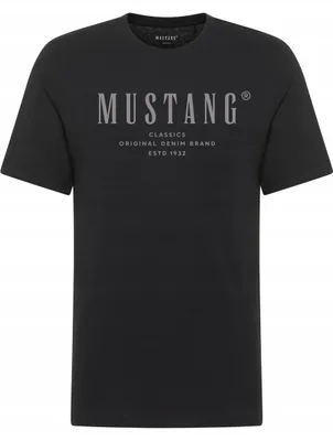 Produktbild von Mustang | Herren-T-Shirt aus Baumwolle, Mustang-Stil, Alex-Logo-Print, schwarz, Größe M