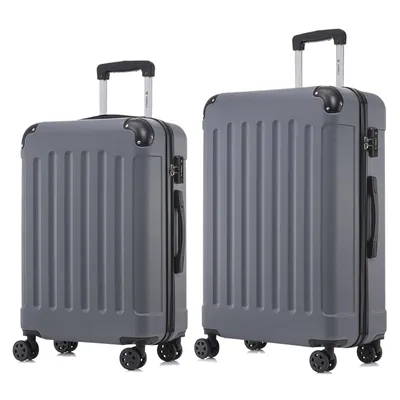 Produktbild von yonsly Premium Reisekoffer TSA-Schloss,YKK-Reißverschluss Hartschalen-Koffer Kabinenkoffer Rollkoffer Suitcase Handgepäck (Grau, L-XL-Set)