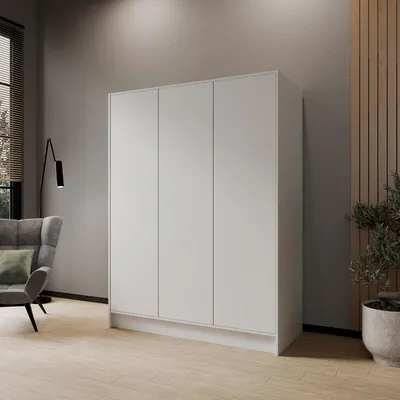 Produktbild von Drehtürenschrank GAVA 150 cm Moderner Kleiderschrank mit glatten Türen, Weiß
