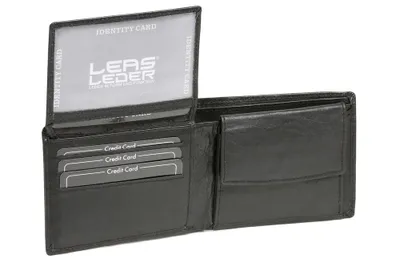 Produktbild von LEAS Scheintasche extra dünn mit Klappe Echt-Leder im Querformat, schwarz Standard-Collection