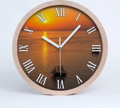 Produktbild von Holzuhr 25fi cm wanduhr - weiße Spitzen - Meer Sonnenuntergang