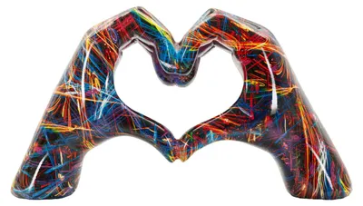 Image de Lover Hands Décoration Sculpture psychédélique multicolore 25 x 13,5 x 7,5 cm