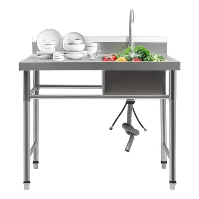Obrázek produktu pro Sada nerezových dřezů Dřez s 1 umyvadlem (vpravo) Dřez 201 Nerezová ocel 100 x 60 x 93 cm