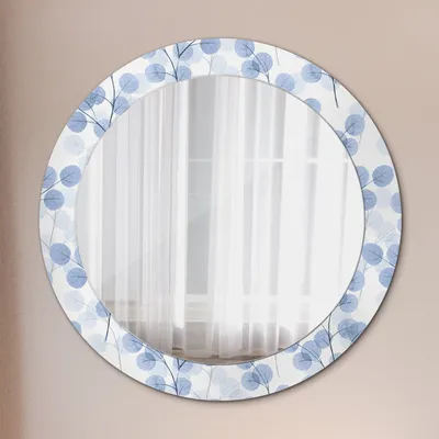 Produktbild von Modern Spiegel - Wandspiegel Design Wandmontage – Badspiegel mit Aufdruck - Rundspiegel - Äste Blätter - Runder: Ø70cm