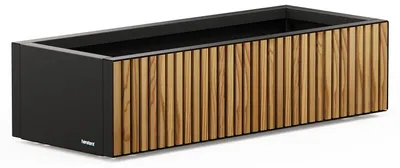 Zdjęcie produktu dla Herstera Deco Planter Xic Wood, Sadzarka w skrzyni, Wolnostojący, Fajans, Metal, Czarny, Drewno, Prostokąt, Wewnątrz/Na wolnym powietrzu