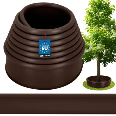 Produktbild von KOTARBAU® Rasenkante 6 m Beeteinfassung Beetzaun 11 cm hoch Beetumrandung Robust & Ästhetisch Rollborder Palisade aus Kunststoff Braun