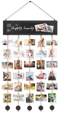 Fotodisplay-Board mit 30 Holz-Clips, 90x40 cm, schwarz