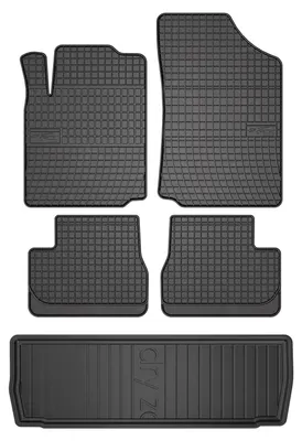 Productafbeelding van Rubberen automatten + kofferbakmat voor Citroen C2 2003-2009 (hatchback) – 5-delig, zwart, op maat – Wielganizator SolidPRO