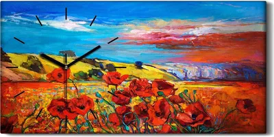 Produktbild von Wandkunst Leinwand Bild Uhr Geräuschlos 60x30 Gemälde Blumen Himmel Wolken Kunst - schwarze Hände