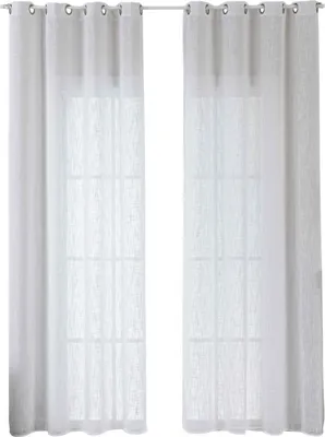 Produktbild von 2er Set Gardinen Ösen Grobfaser »Seoul« HxB 245x140 cm Weiß Ösen Linenlook-Struktur Uni Halbransparent Blickdicht 2024110-2