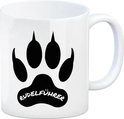 Produktbild von Rudelführer Pfotenabdruck Kaffeebecher mit Wolf Motiv