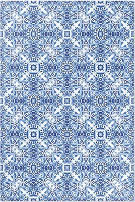 Produktbild von Portugiesisches Zierfliesenmuster – Vinylteppich – 150x225 cm – Indoor Teppich – Flur – Pflegeleicht – Modern