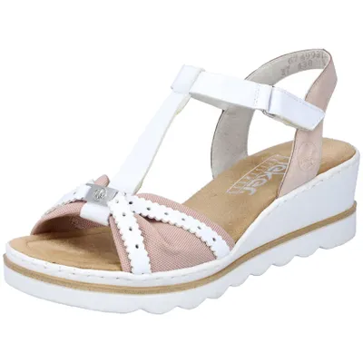 Produktbild von Rieker Damen Sandalette T-Riemen Plateau Keilabsatz Klettverschluss 67499, Größe:40 EU, Farbe:Rosa