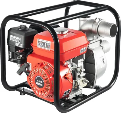 Immagine prodotto di Pompa ad acqua a benzina - Motore a 4 tempi da 212 cc e 7,5 CV - Attacco da 80 mm - Portata 35 m³/h - Prevalenza 30 m - Rosso e nero