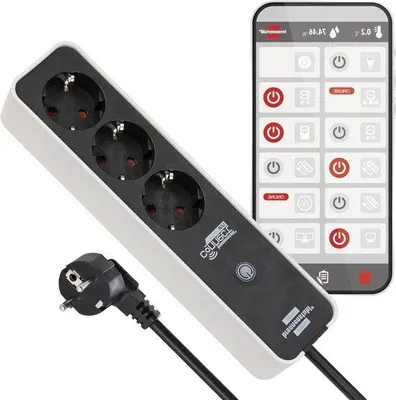 Immagine prodotto di Presa WiFi intelligente a 3 vie, bianca/nera, con cavo da 15 m