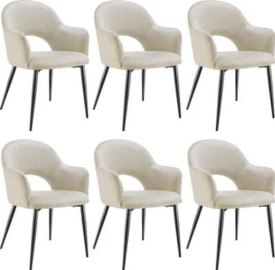 Image de Fauteuil rembourré SACHEL aspect velours capacité de 120 kg - crème, Lot de 6