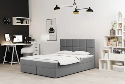 Produktbild von Boxspringbett Schlafzimmerbett FRASCO 160x220cm in Stoff Soro Grau