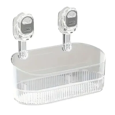 Image de Étagère de douche transparente avec ventouse, étagère de douche sans perçage, étagère de salle de bain avec trous au fond - LUXSHELF